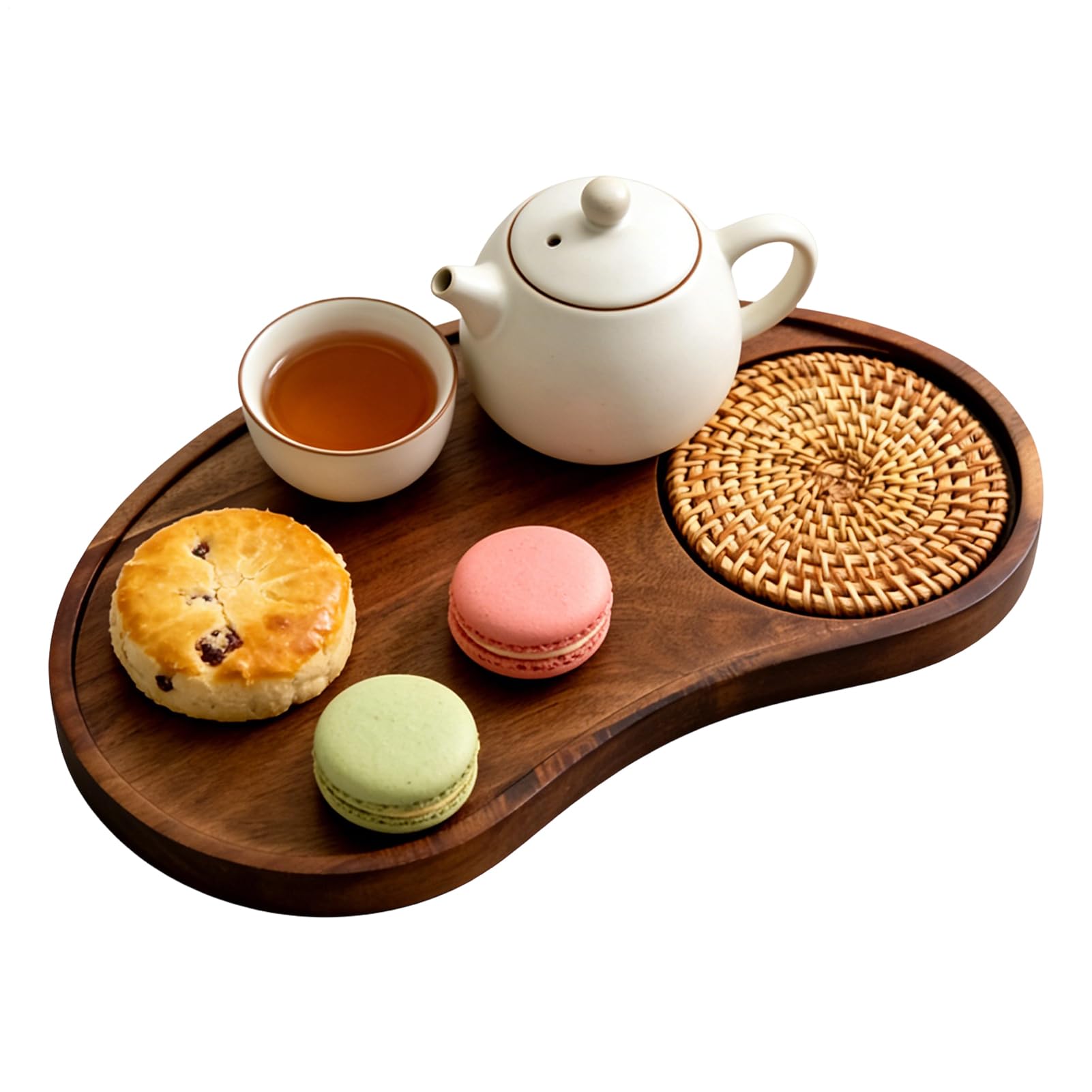 Plateau de service en bois portable pour service petit déjeuner et intérieur maison