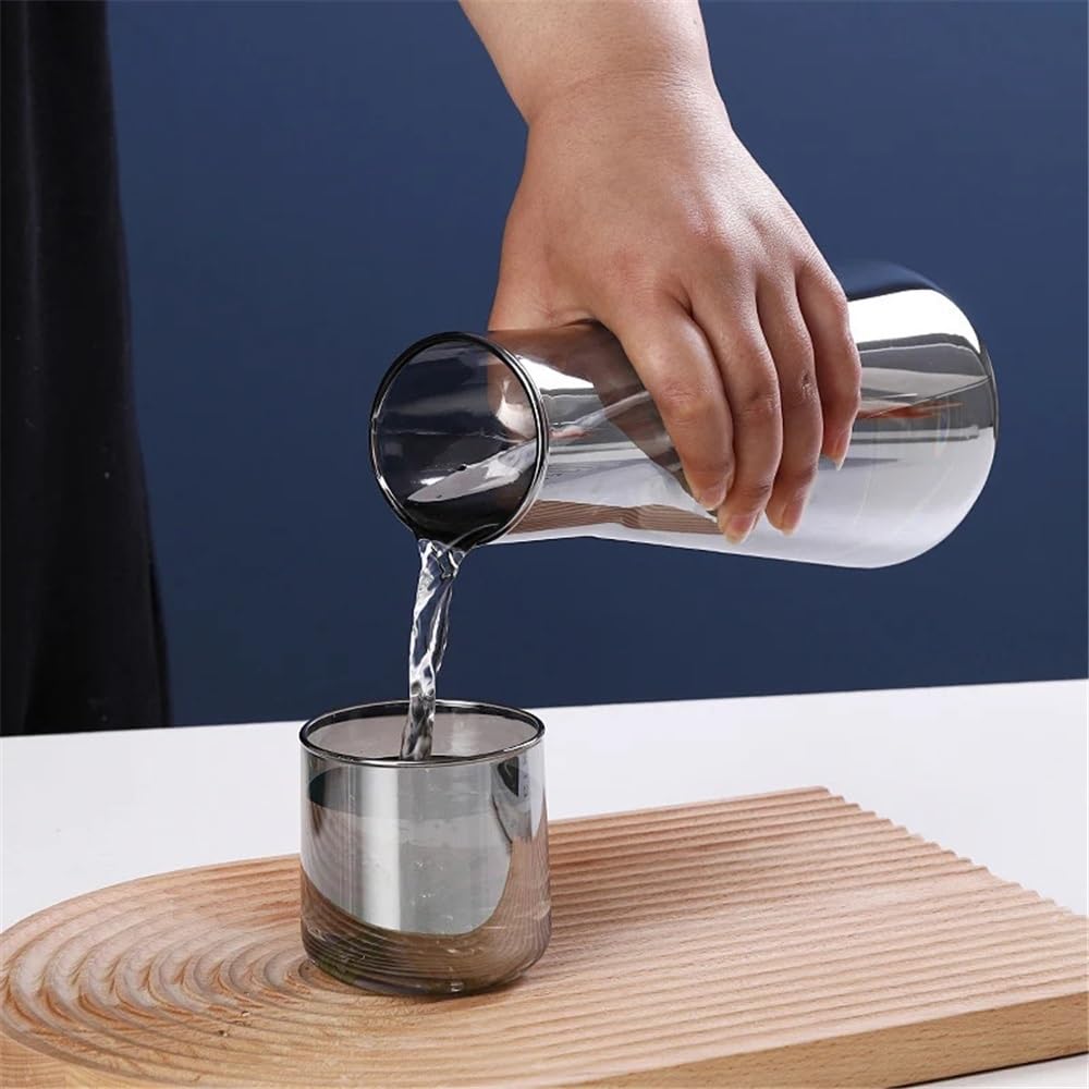 Jarras Agua Juego de tetera de vidrio de 850 ml, jarra de agua transparente con taza de vidrio for agua fría y caliente, tetera for la mesita de noche del hogar Jarra de Té Helado(Bruin)