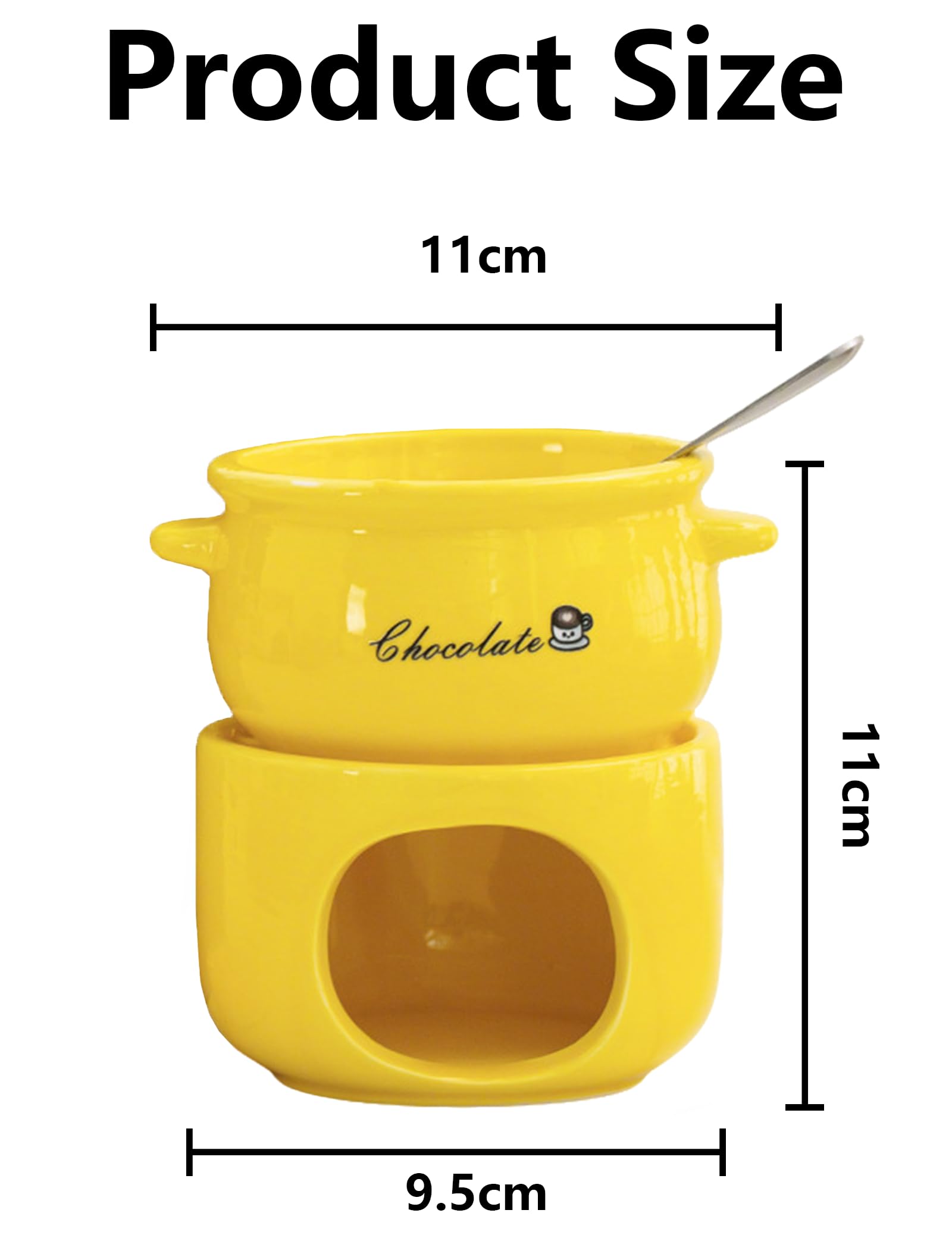 Fondue de Chocolate en Cerámica Olla Set con Tenedore - Amarillo