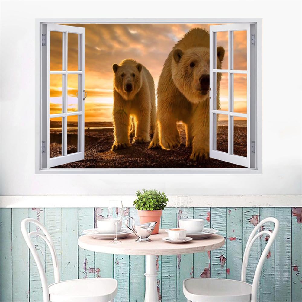 Calcomanía Rota 3D, Oso Adhesivo Extraíble De Vinilo Para Despegar Y Pegar, Tatuaje De Pared Niñas Niños Dormitorio Guardería Habitación Decoración Para El Hogar 110x70cm