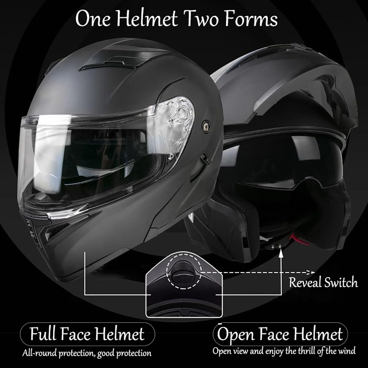 Casco de Moto Abatible Casco Integral Modular Hombre Mujer con Doble Visera, Guantes y Máscara Ciclismo, Casco Ciclomotor Cruiser Scooter, Homologado por la ECE 57-64cm