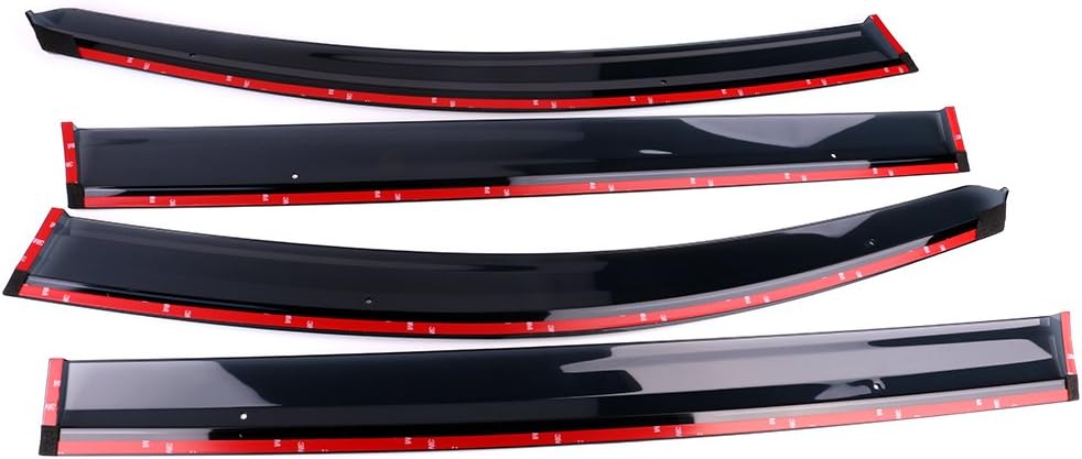 IKON MOTORSPORTS Tape On External Window Visor, Compatible with 2011-2017 Honda Odyssey, Injection Polycarbonate with Chrome Trim Window Visor Rain Guard Shade 4PC, 2012 2013 2014 2015 2016