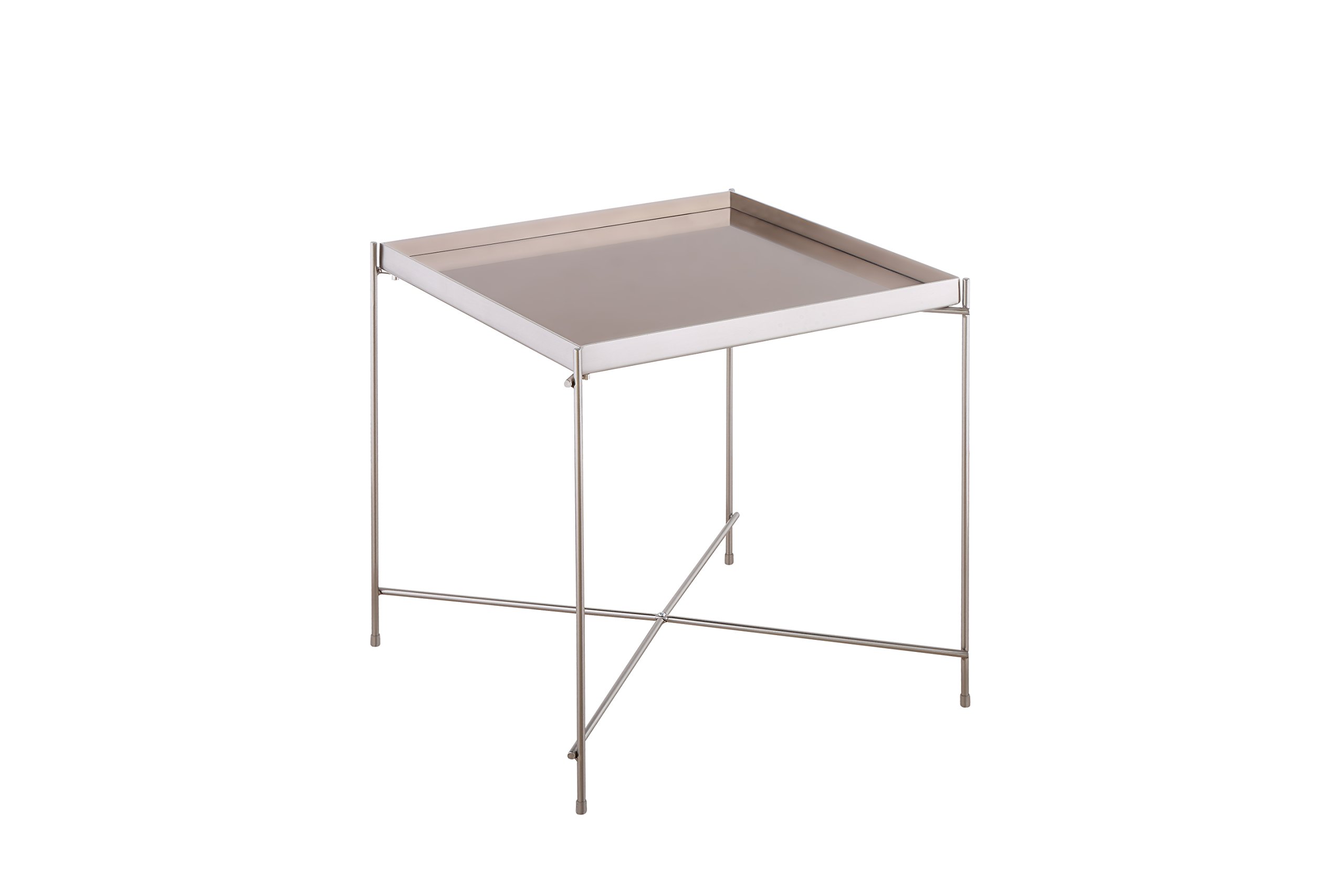 Bo Living Oakland Square Side Table, Metal, Brushed Nickel