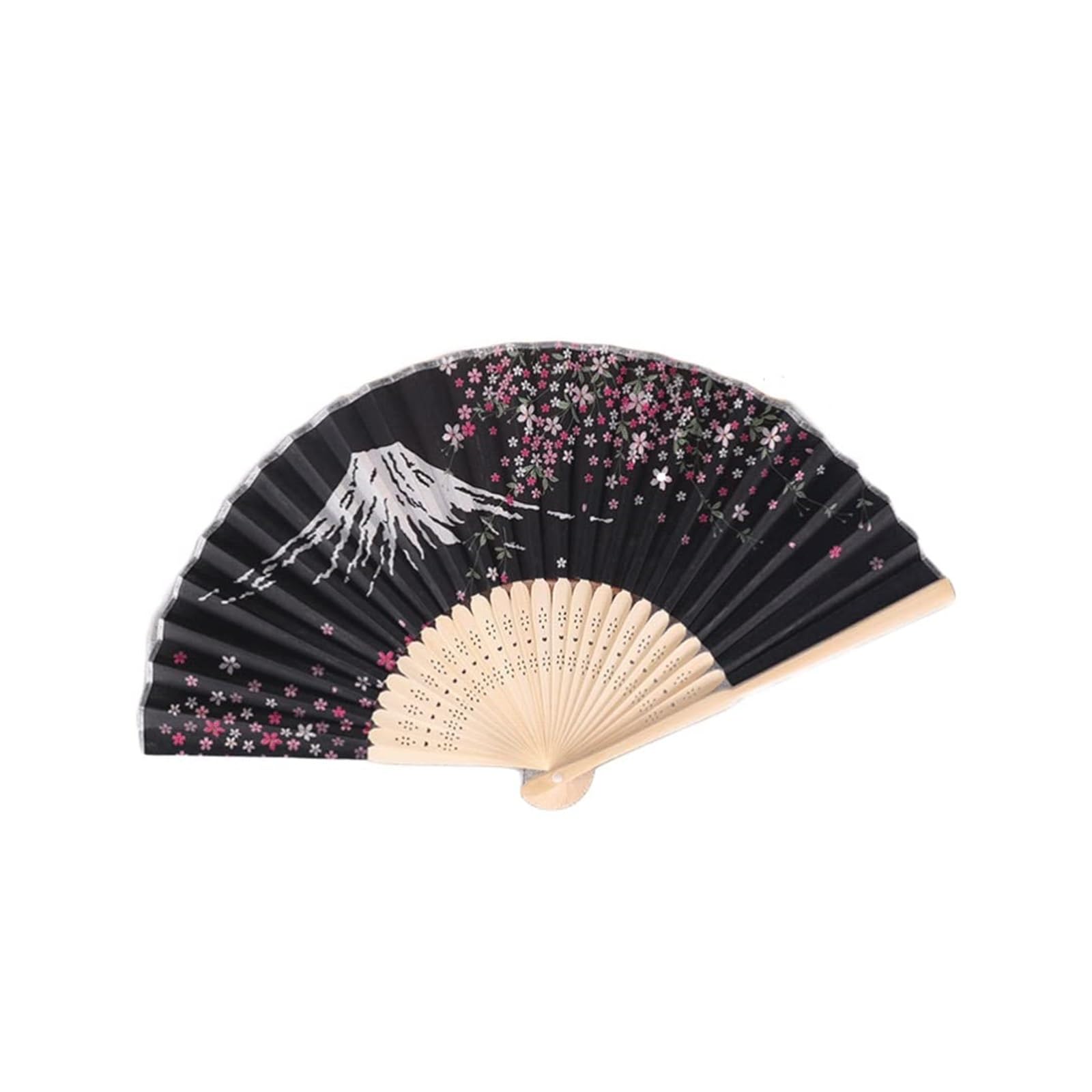 SUNMME Folding Fans Floral Folding Hand Fan Vintage Pattern Handheld Lace Folding Fan for Dance Performance Decoration Wedding Party Gifts Decorative(Color:Blauw) (zwart one size)