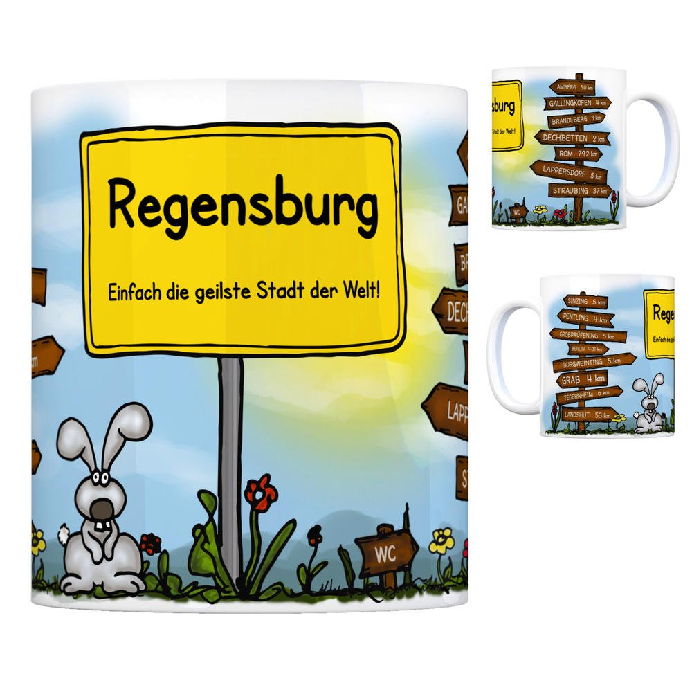 Zwenkau Kaffeebecher – „Einfach Die Geilste Stadt Der Welt“ Mit Wegweisern, Keramik, 300 Ml