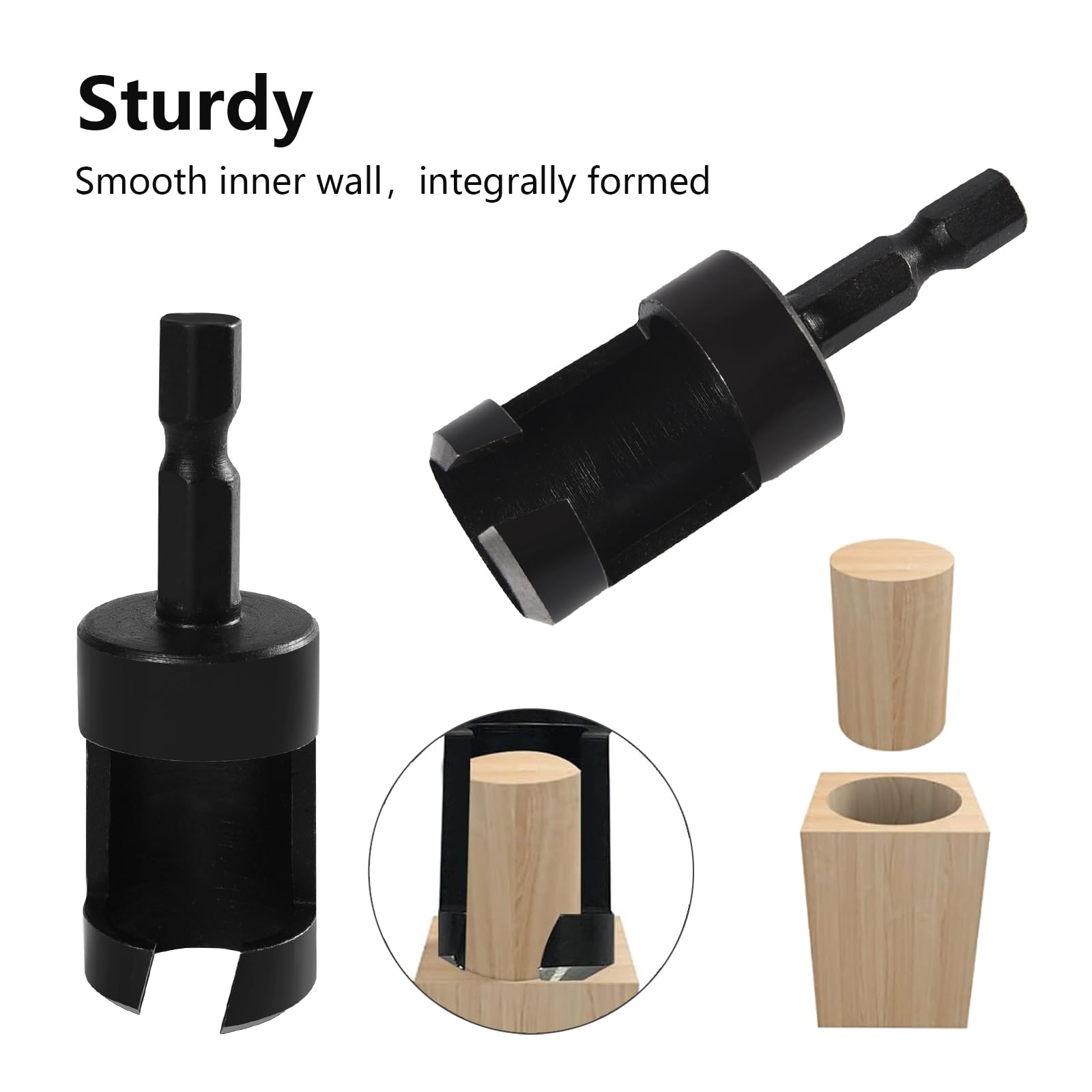 8PCS Wood Plug Tenon Drill Bit Cutter Claw & Tapered Cork Drill Hole Saw Tool Carbon Steel Hex Shank Cork Drill Set Plug Cutters for Woodworking 1/4" - Image 4