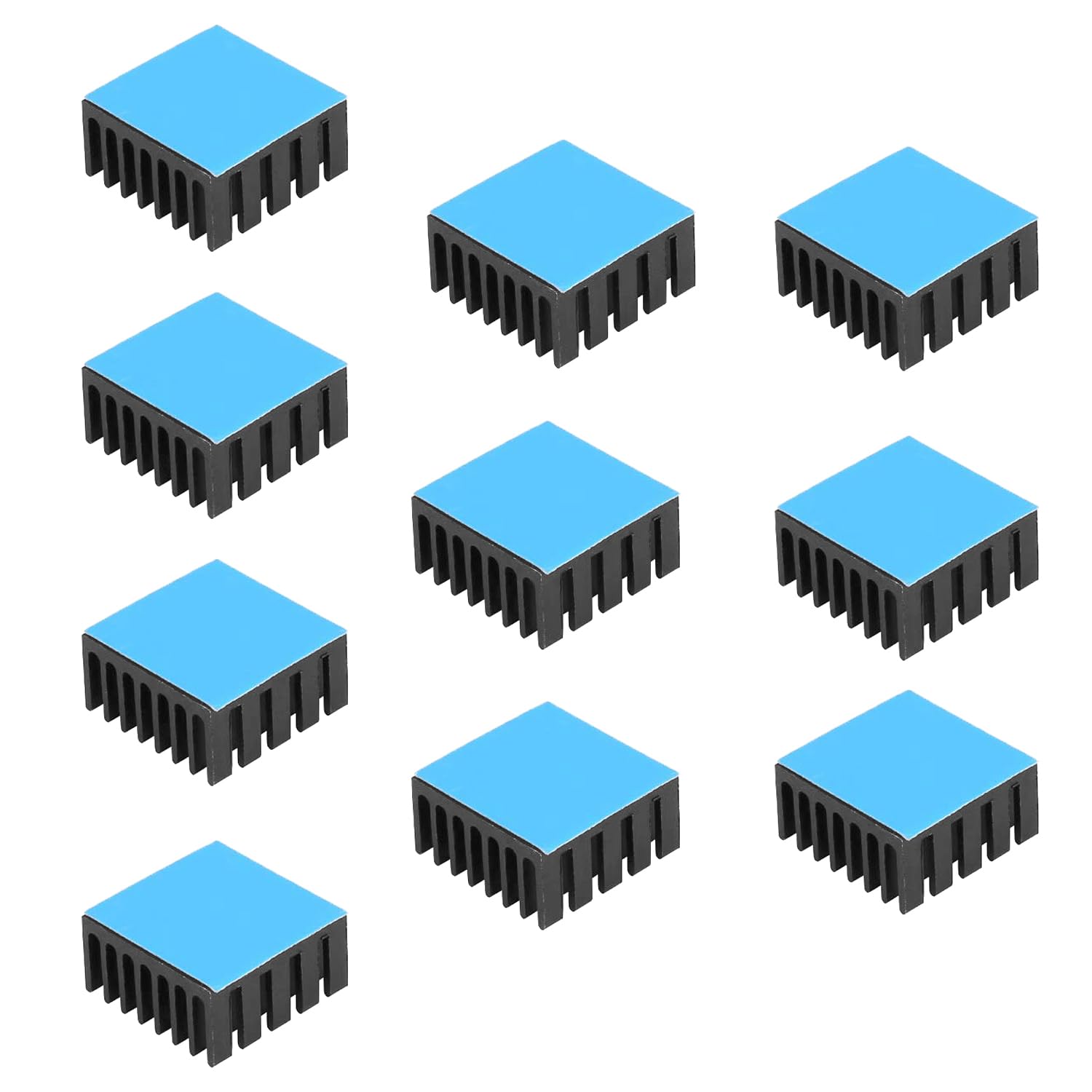 10 pcs Small Heatsink 20 x 20 x 10 mm / 0.79 x0.79 x 0.39 inch Aluminum Heat Sink with Thermal Conductive Double Sided Tape for Cooling GPU IC Chips VRAM VGA RAM
