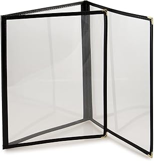 TrueCraftware Set of 30 - Triple Fold Panels Menu Cover - Black Double Stitched Binding