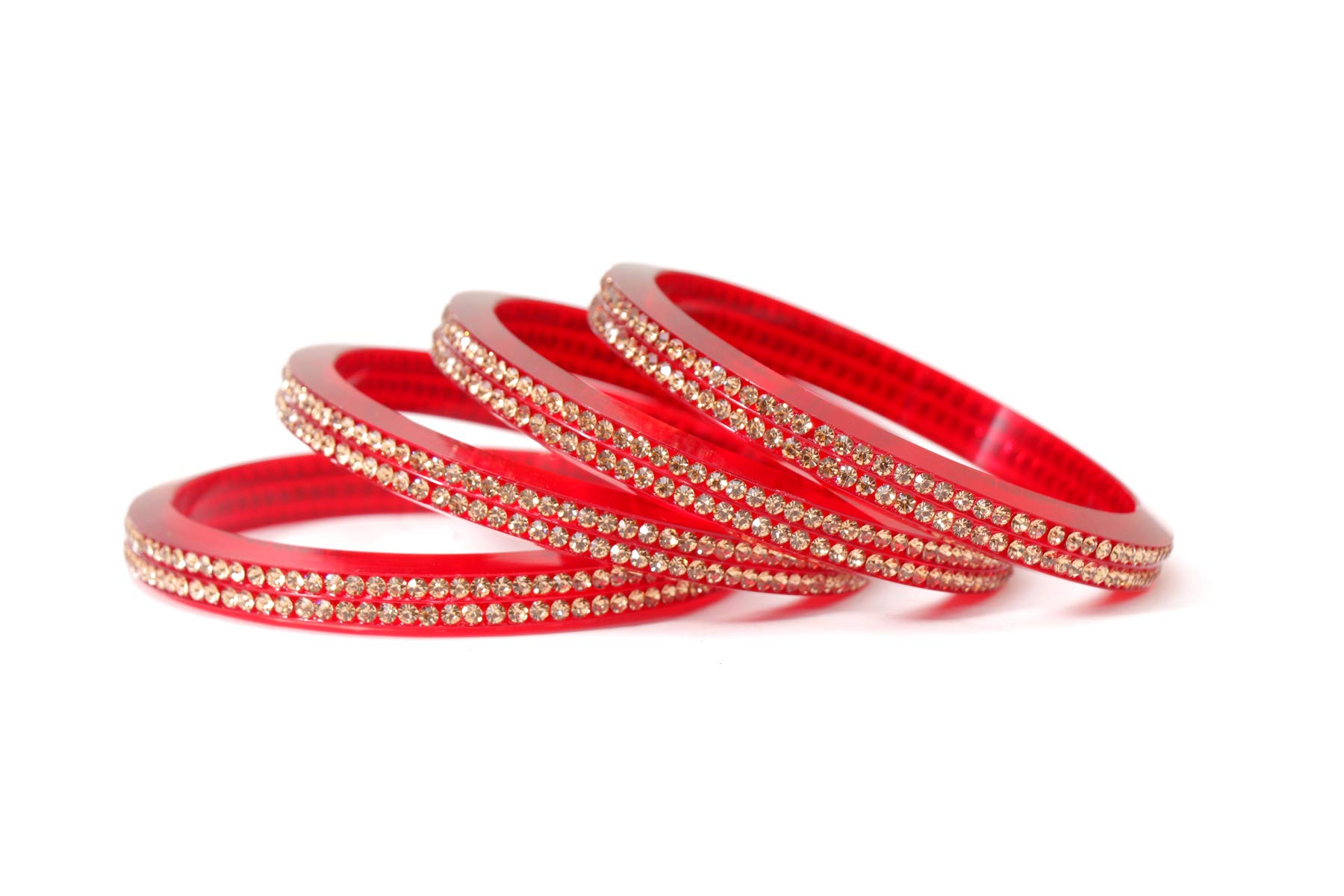 NAVMAV Traditional Bangles Set Glossy Glass Kade with Zircon Gemstone Or Beads Studded Kada Set for Women & Girls (Red Plastic Bangles Set of 4, 2.4) (B0BWDZLW1L) Amazon Price History, Amazon Price Tracker