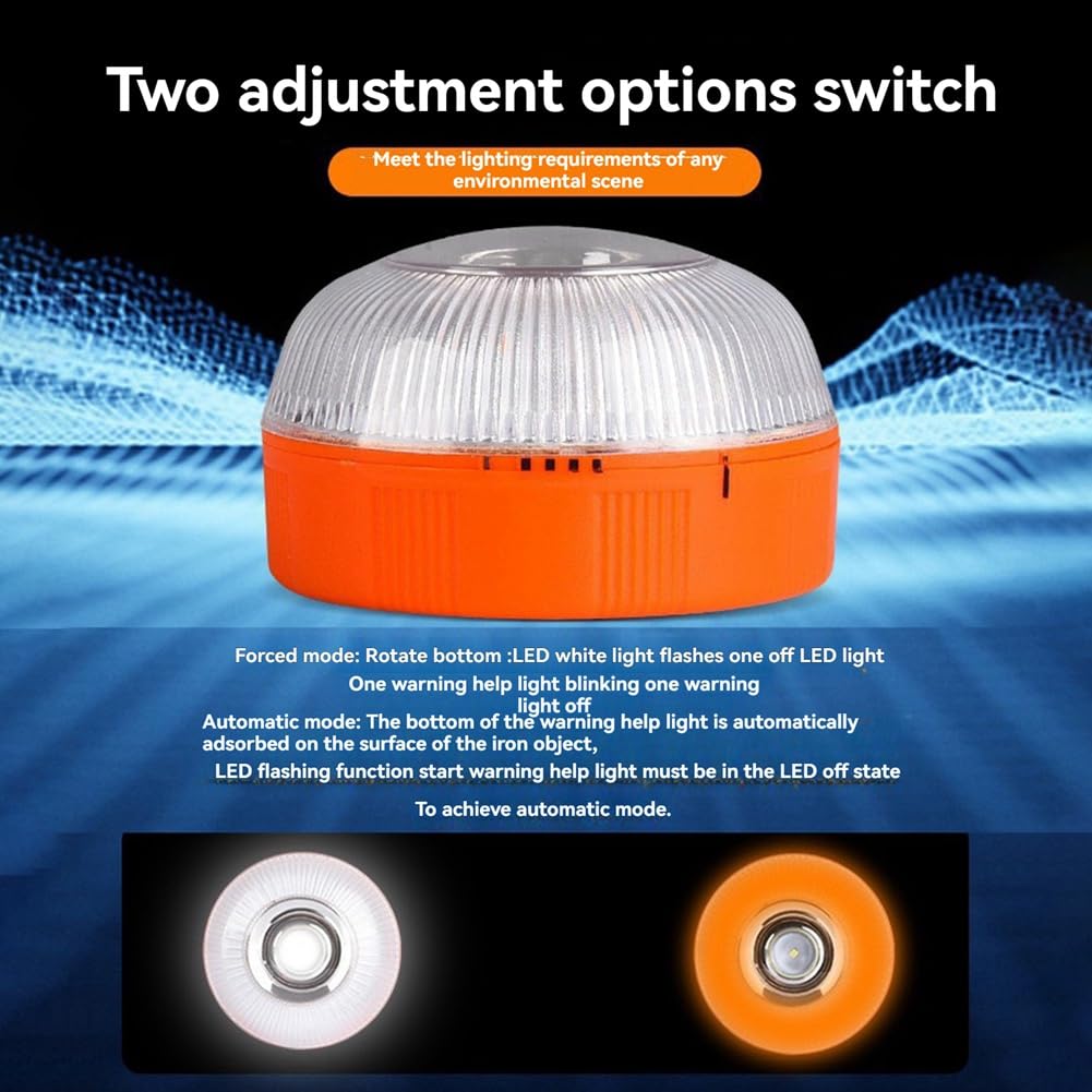 5 Luces LED de Emergencia V16, Luces de Advertencia Blancas y Amarillas con Base Magnética, Luz de Seguridad para el Tráfico