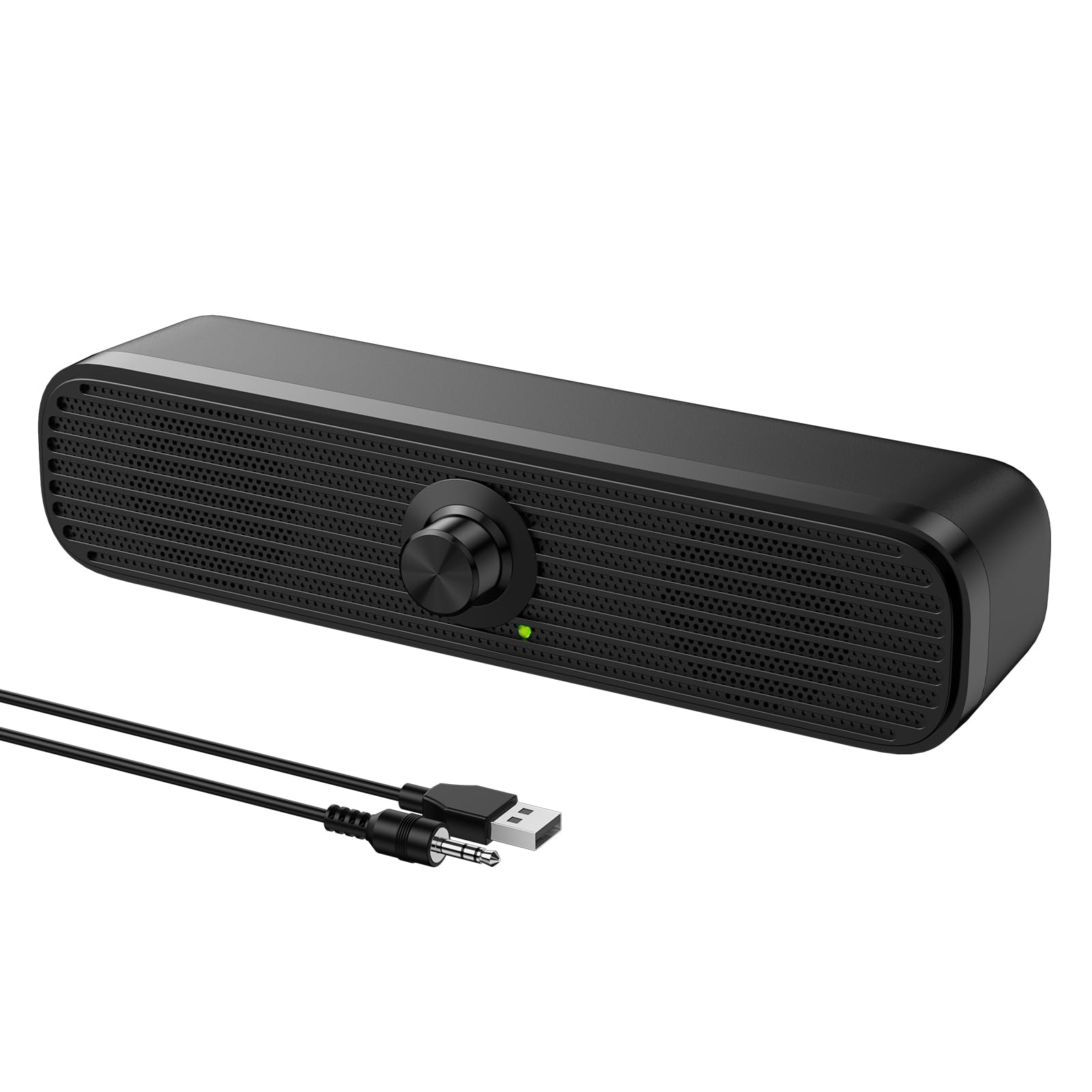 ST-18 Computer Speakers,Basics Mini Speakers for Desktop/Laptop,USB-Powered 3.5mm Aux Computer Soundbar with Volume Control,Plug-N-Play
