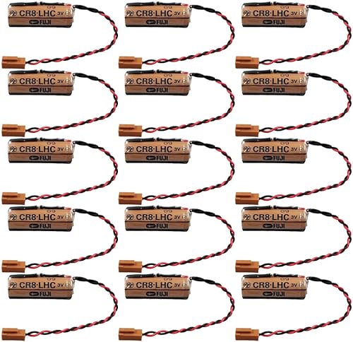 YYSHINE 15-Pack CR8-LHC 3V 2600mAh Lithium Battery Replacement for Fuji FDK CR8-LHC PLC Controller Backup Battery with Brown Plug