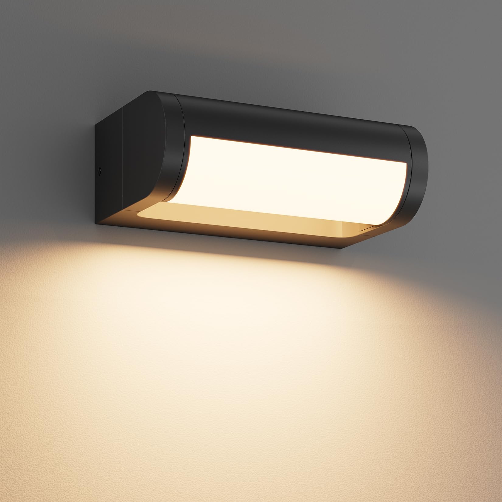 K-Bright LED Aplique Pared Interior Exterior 350°Rotación, 18W Lámpara de pared Blanco cálido 3000K para Entrada Jardines Balcones, Negro