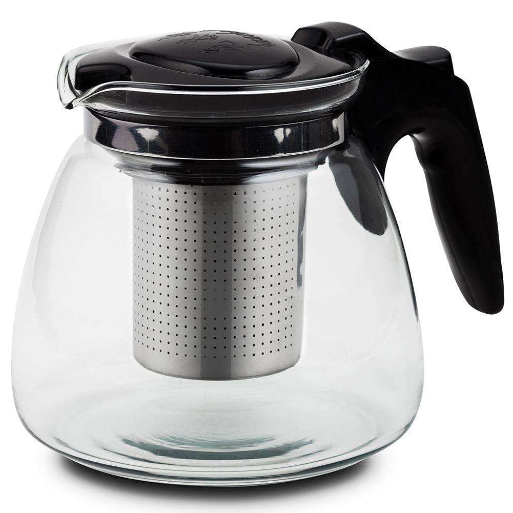 Cosumy Glass Teapot With Stainless Steel Strainer Insert 1.3 L - With Saucer - Heat Resistant - Keeps Warm For A Long Time - Dishwasher Safe