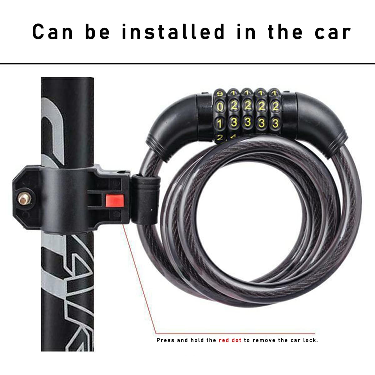 Lucchetto A Combinazione Con Cavo In Acciaio 30,5 Cm - Senza Chiave, 4 Cifre - Per Bici, Bagagli, Armadietti, Recinzioni (Grigio)