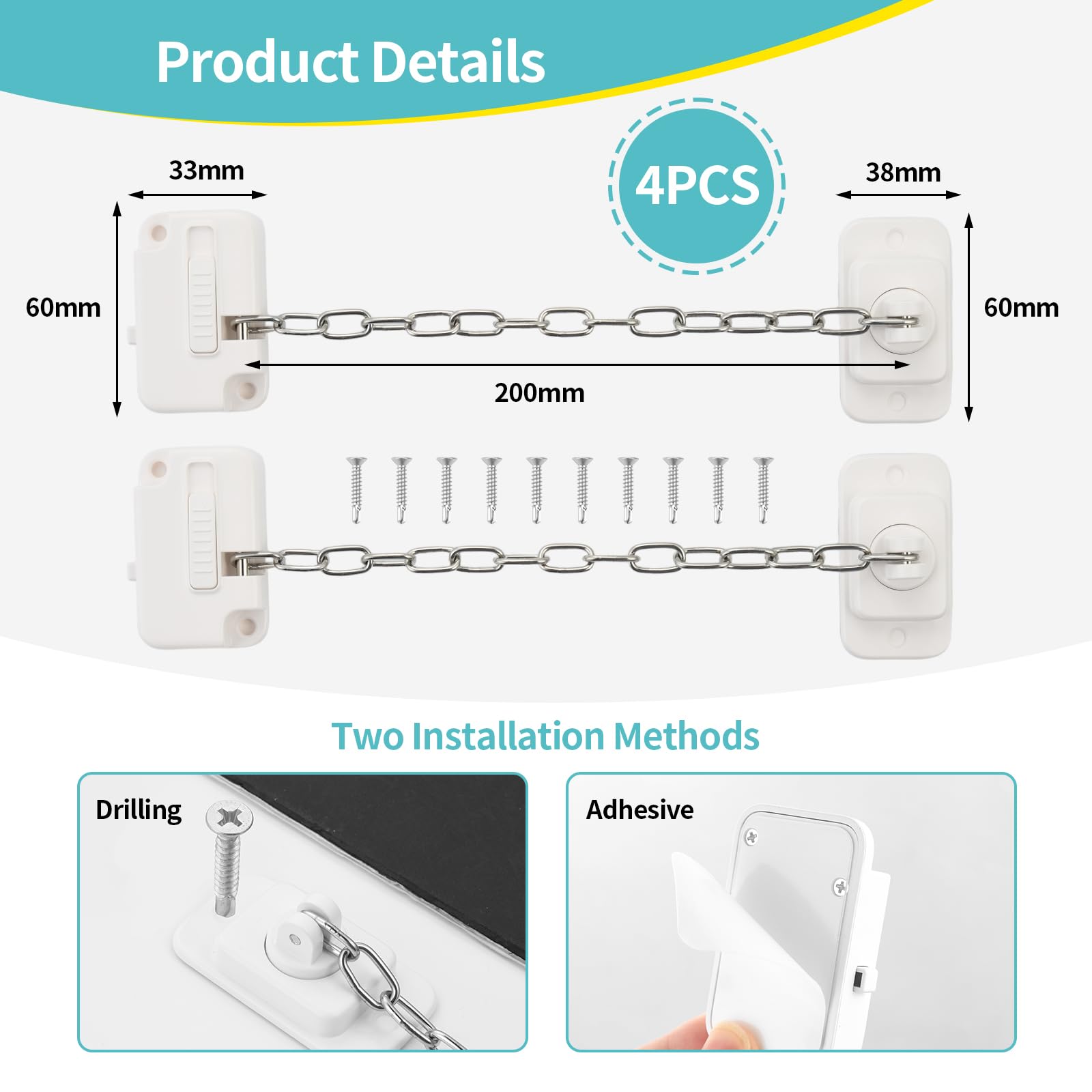 Otraki Lucchetto Frigorifero Bambini, Chiudi Cassetti Bambini 4 Pezzi, Lucchetto Per Frigorifero, Ferma Finestra, Blocca Porta