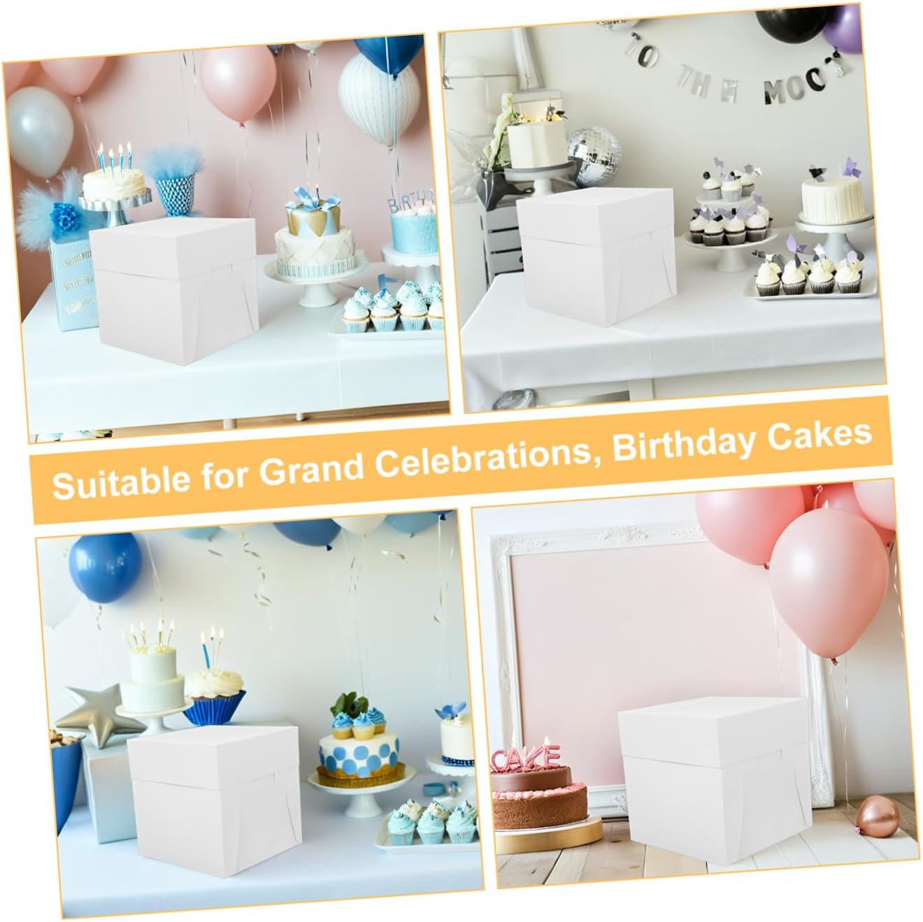 White Paper Cake Box Set 12-inch round Cake Board Food Carrier for Wedding Birthday Celebration Transport and Storage