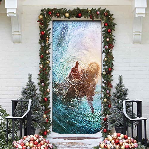 Flagwix Door Covers Printed-God Jesus Door Cover, 36"X80" Outdoor Nativity Scenes Sign For Front Door Draft, Porch Home Holidays Decorations #TOP3