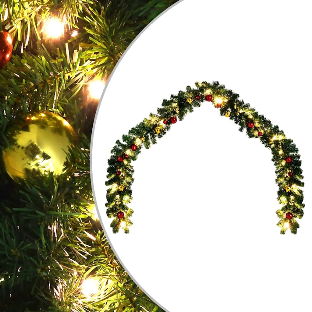 Guirnalda de Navidad de PVC verde con 1800 ramas tupidas y 300 luces LED