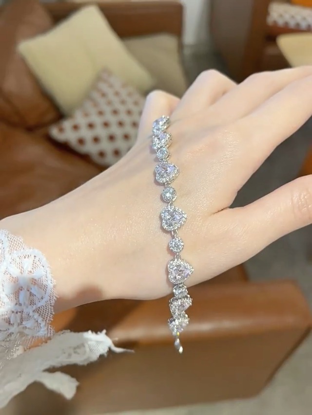 Amazon.co.jp: [FANCIME] テニス ブレスレット レディース ラブ ハート 