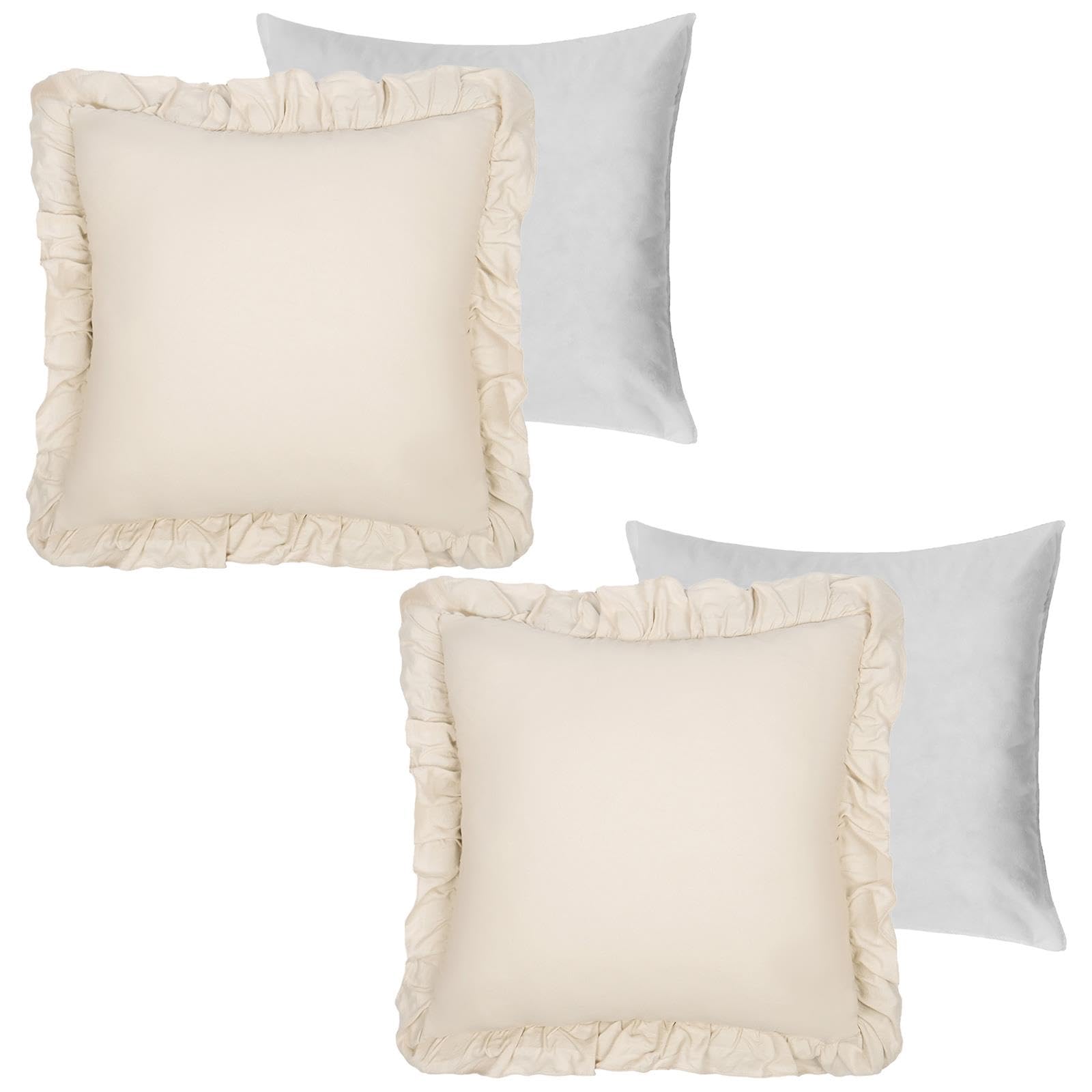 Ohs 2 X Linen Frill Cushion Cover Filled Sofa45 X 45CmBeige from B&Q