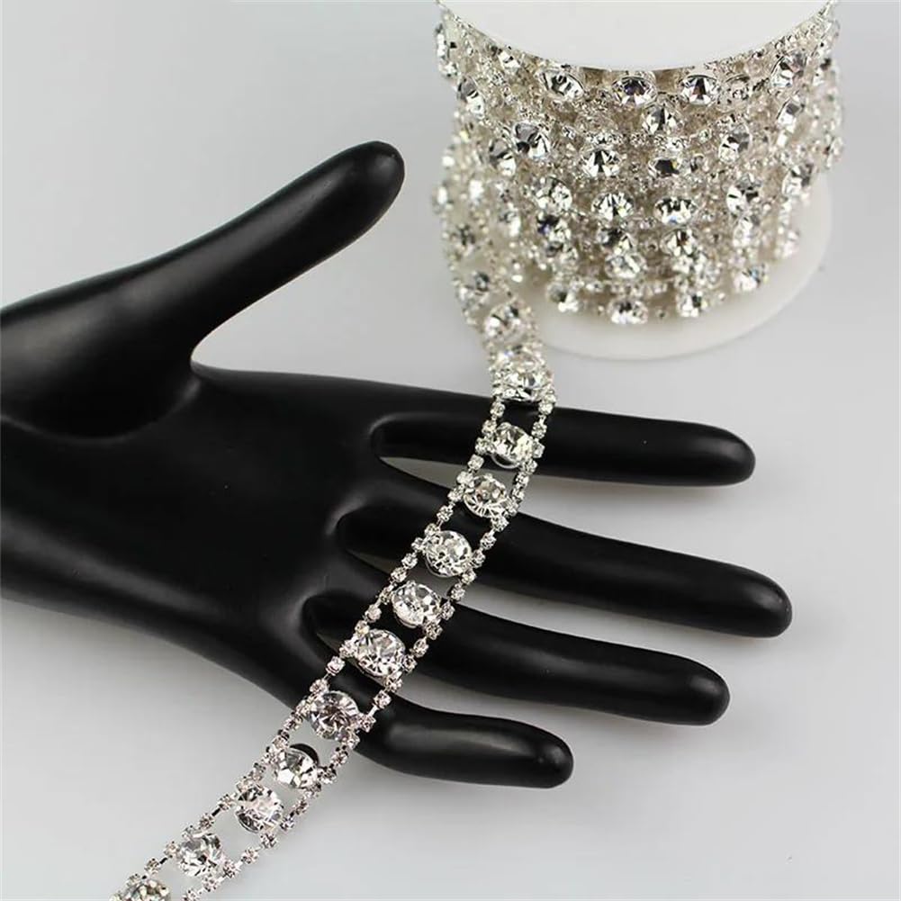 Nastro Catena Con Strass A Forma Di Croce AB - 0,9 Metri Per Abiti, Borse, Scarpe Fai Da Te - Moripama - 3
