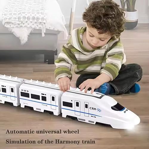 Miniatura 3 de Juguete de tren de cadena inteligente, juguete de tren eléctrico con luces intermitentes, kit de modelo T-Rains eléctrico de alta velocidad de bala