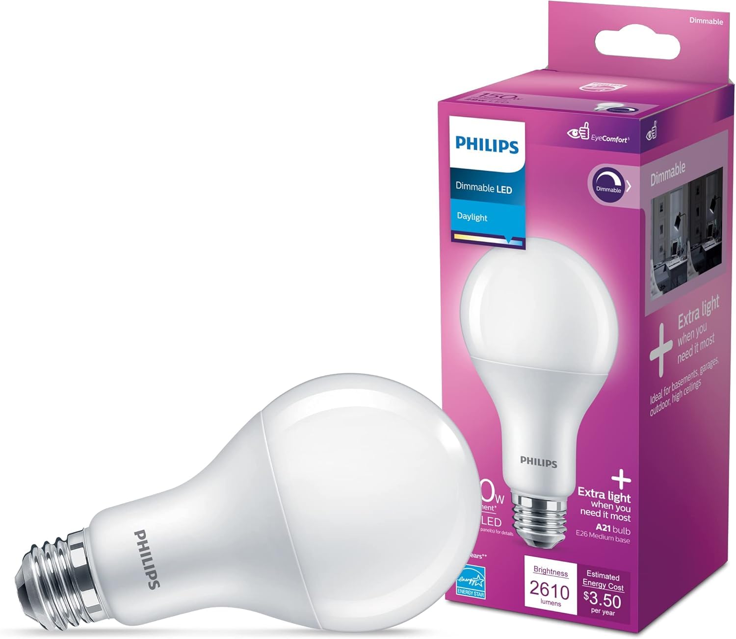 PHILIPS LED 150W A21 4-PacK Daylight (5000K) 2610 Lumen (29W