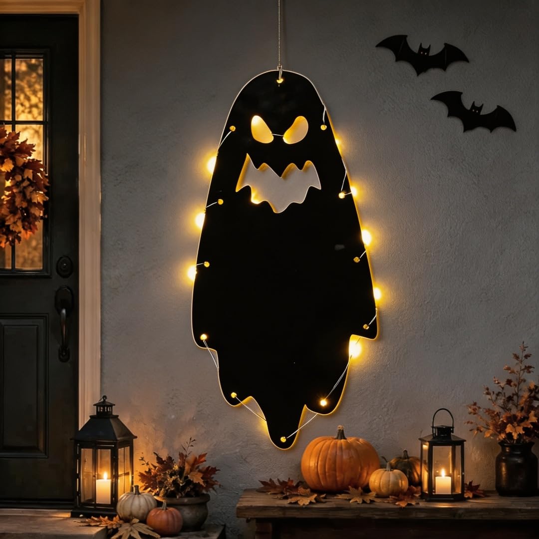 Halloween Silhouette Hanging Lights Spooky Wall Decoration (F)