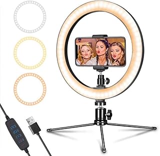 Samnuerly LED Ring Light With Stand And Phone Holder, With Tripod Stand Phone Holder Selfie Ring Light Makeup Phone Ring Lamp, For YouTube Video Photography, Camera Photo Video Lighting Kit