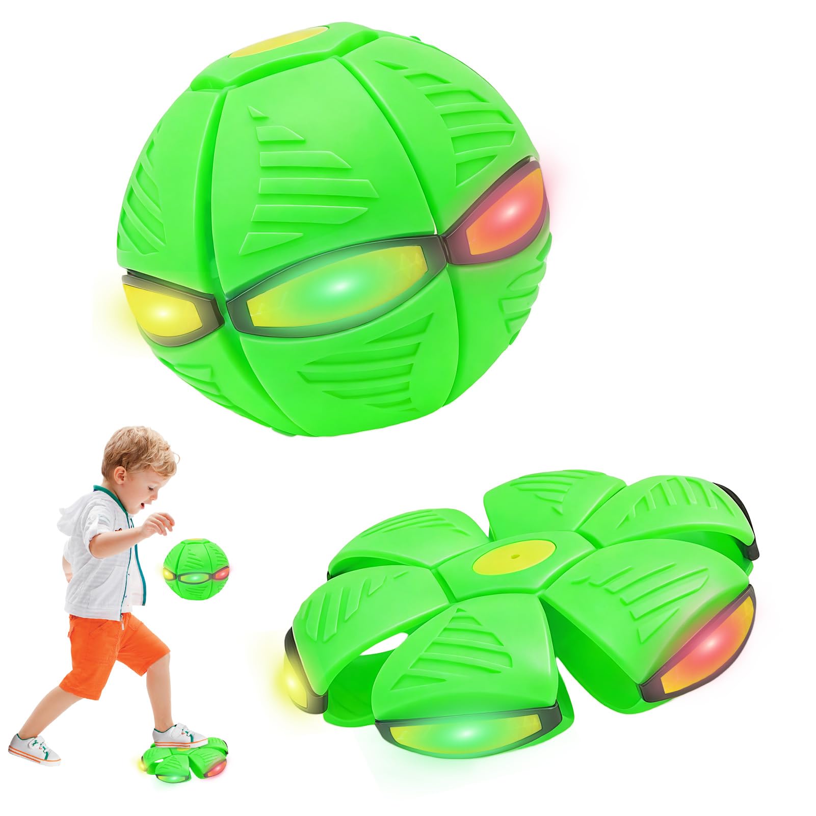 Platillo Volador mágico, Mini Frisbee Transformable en Balón, Flat Ball , Nueva Bola mágica de 2026 con 6 Luces, Bola Voladora, Pelota Voladora para Niños, Regalo Niño Innovador, Juguete para Perros