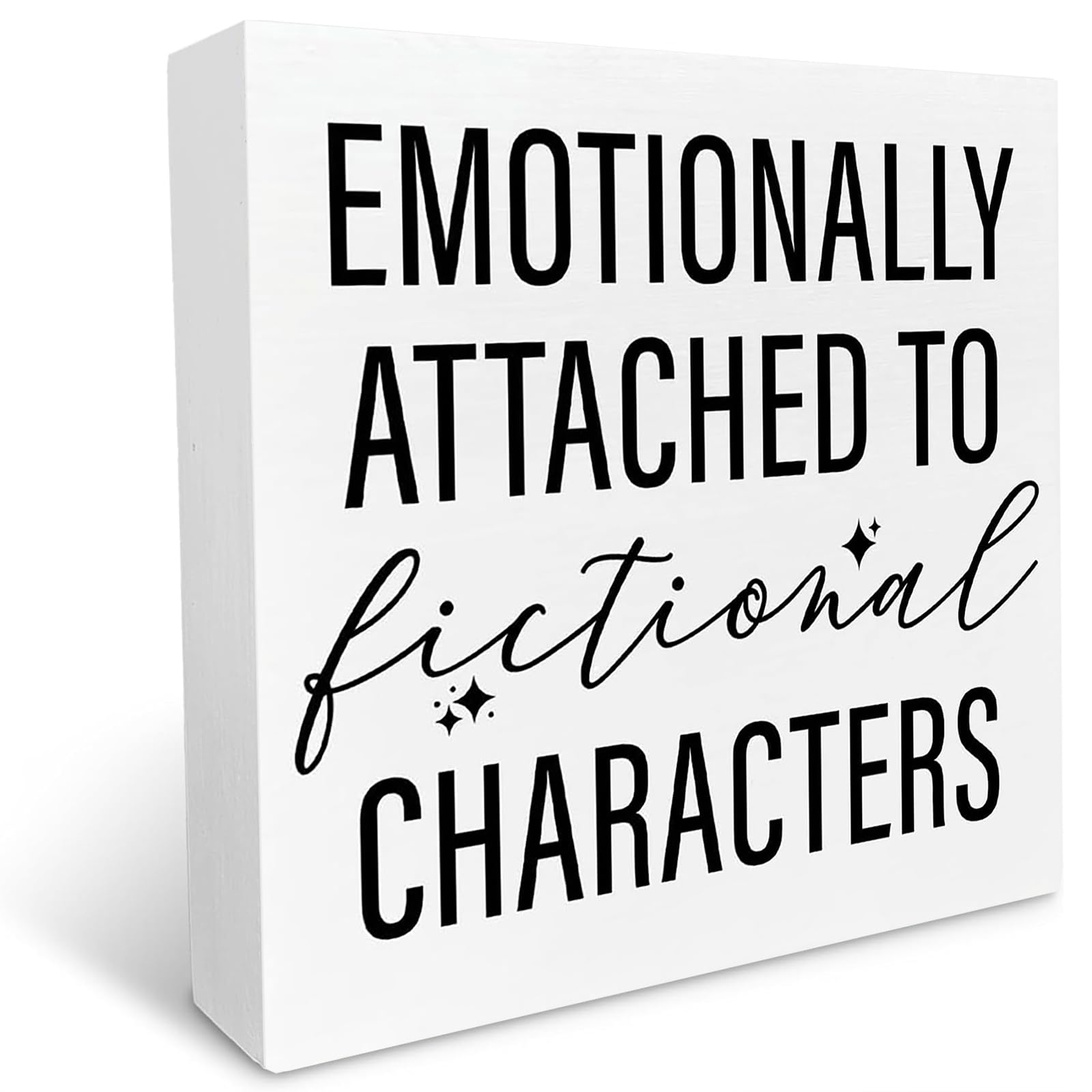 kisoyo Book Lover Desk Decor Wooden Box Sign, Fictional Characters, Book Worm Nerd Decor for Home Bedroom Bookish Book Reader Librarian Decoration Book Lover Desk Shelf Table Decor 5x5 Inch