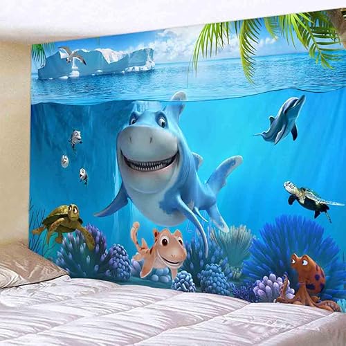 Miniatura 9 de LYFANS Tapiz popular de diseño bohemio de fantasía de luna, tapiz de flores, decoración de pared de plantas, decoración diaria de tiburones para