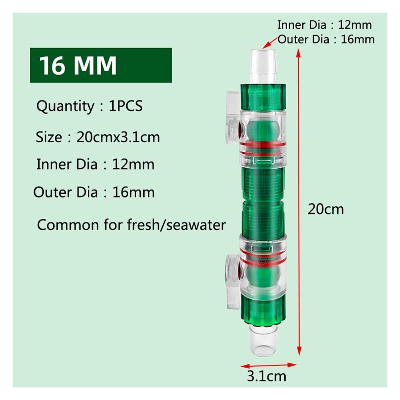 Tubo Flessibile For Acquario Da 12/16mm Doppio Rubinetto Connettore A Sgancio Rapido Valvola Di Controllo Dell'acqua For Filtro Del Contenitore Pesce(1Pc 16mm)