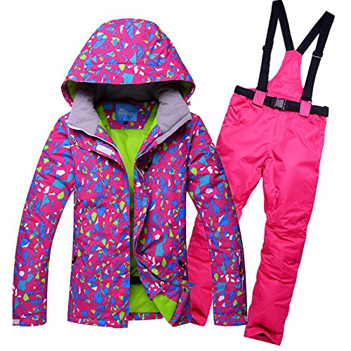 Giacca Da Sci Pantaloni Set,Pantaloni Da Sciimperm Impermeabile sportivo femmina tuta da sci donne inverno vestito giacca cinturino pantaloni neve e