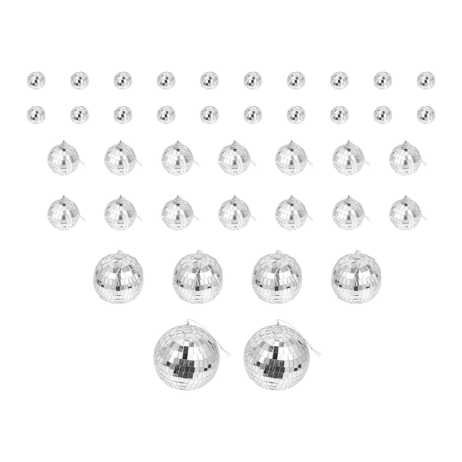 ifundom Lot de 40 Boules à Facettes en Verre Argentées Boucle Suspendue, Décoration Miroir pour Mariage et Fêtes, Reflet Lumineux et Design Classique