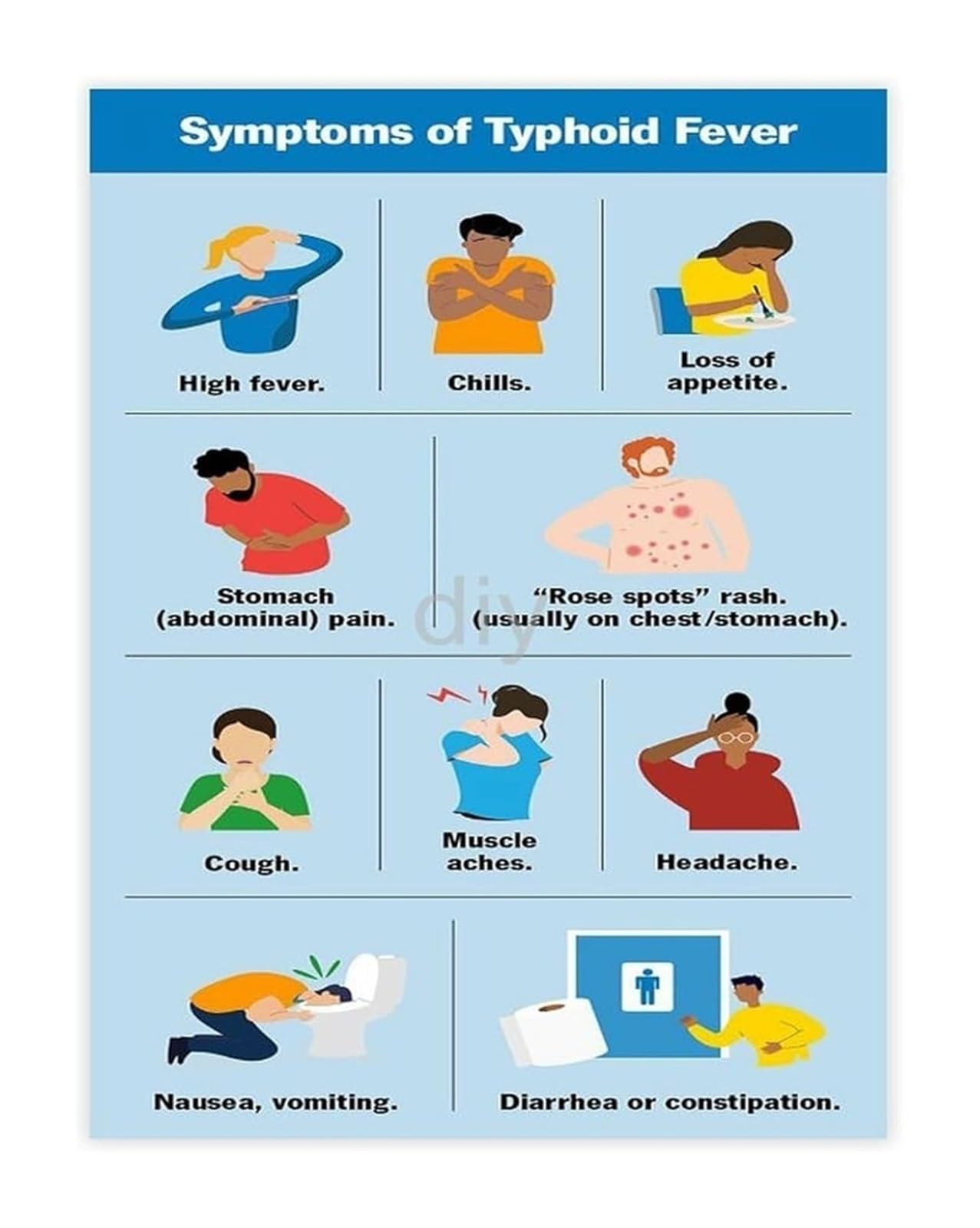 EKFBQBGW Typhoid Fever Public Health Poster Prevention and Control Awareness Chart for School and Clinic Unframed,12x18inch(30x45cm)