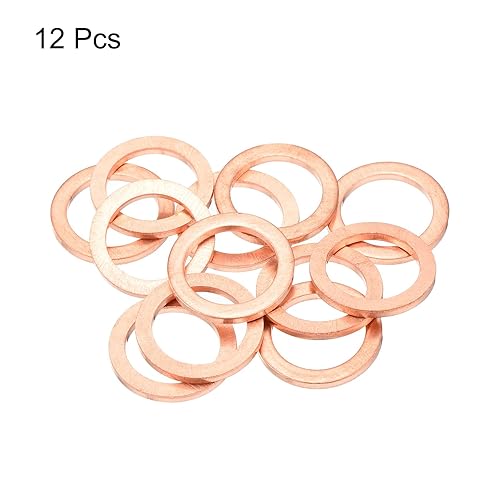Miniatura 3 de MECCANIXITY 12 piezas de arandelas planas de cobre, arandelas de cobre planas métricas de sellado de 12x17x1.5mm mejoradas para conexiones