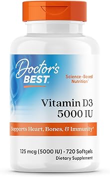 DoctorS Best Vitamin D3, Capsule 5, 000 Iu for Healthy Bones, Teeth, Heart & Immune Support, Non-GMO, Gluten-Free, Soy Free, 720 Count Pack of 1