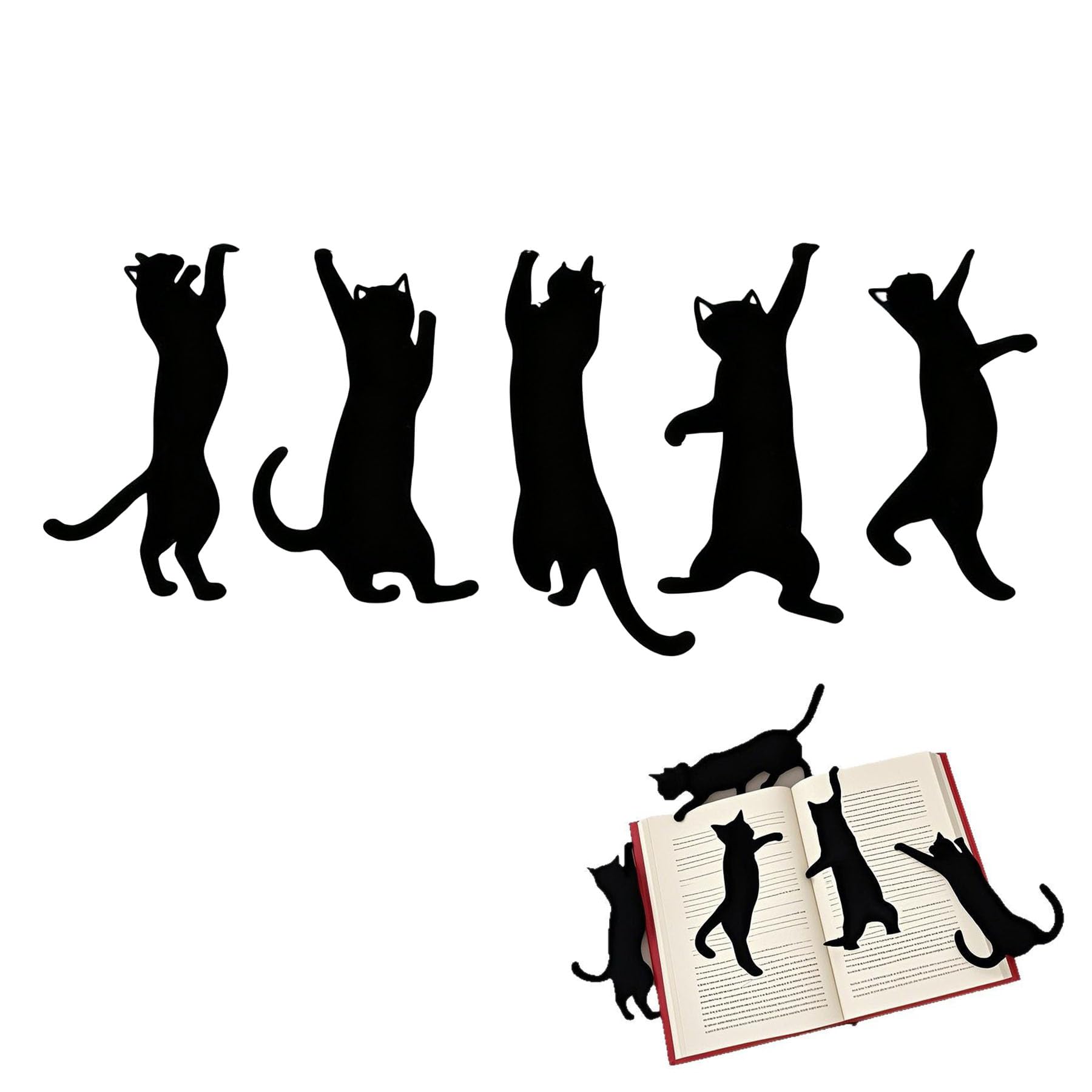 AXXIMENG 5PCS Metal Cat Bookmarks Cute Kitten Reading Markers Aesthetic Book Accessories for Women Men Students Book Lovers