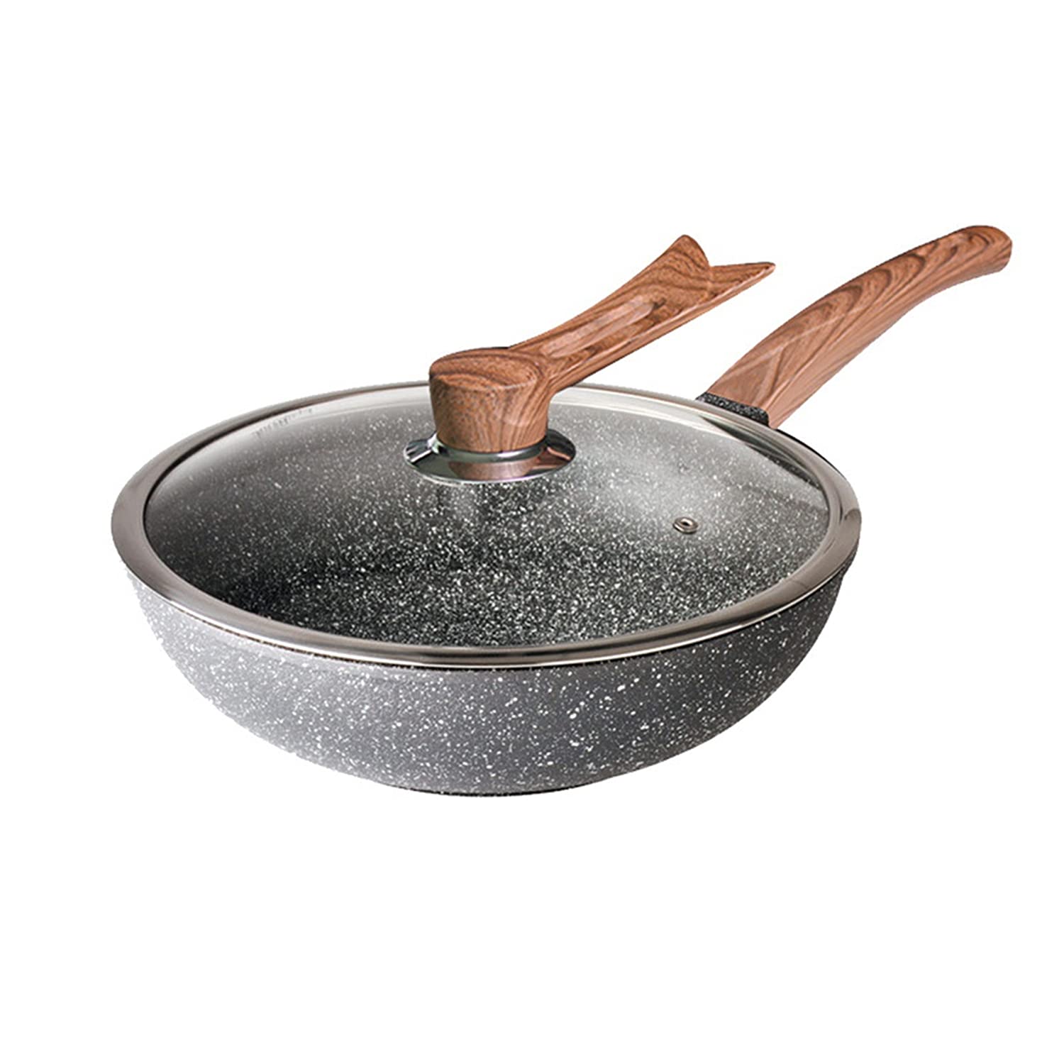Gorąca patelnia， Duży wok z powłoką nieprzywierającą i pokrywką, patelnia 32 cm