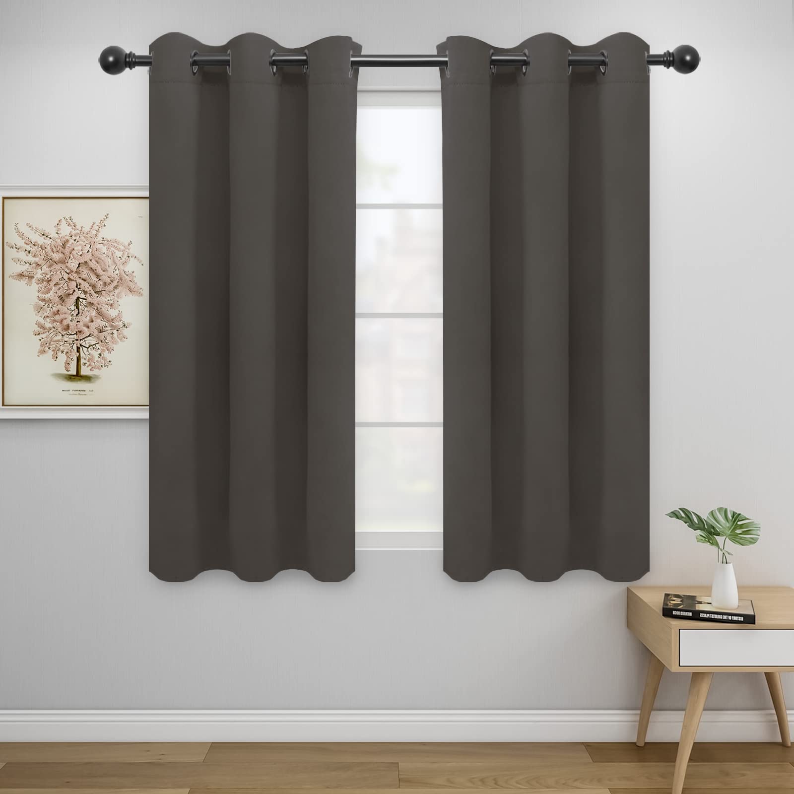 Easy-Going Blackout Curtains for Bedroom, Solid Thermal Insulated Grommet and Noise Reduction Window Drapes, Room Darkening Curtains for Living Room,
