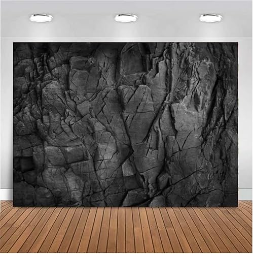 Miniatura 3 de Fondo fotográfico negro oscuro carbón piedra cueva mármol textura superficie patrón decoración fiesta fondo foto estudio fotográfico 7x5ft vinilo
