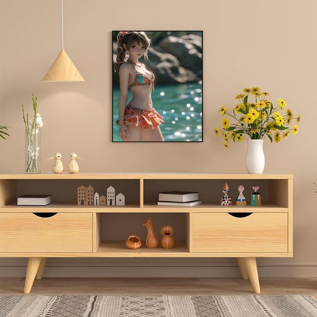 Pintura por Numeros hermosa chica en bikini Pintar por Numeros Adultos Niños, DIY Paint by Number Kit con Pinceles y Pinturas Acrilicos, Cuadros por Numeros, Decoración para el Hogar 100x70cm w-3254