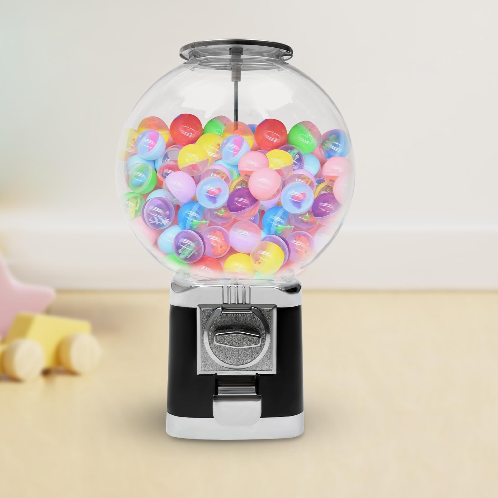 Vending Machine, 1.06-1.26in Commercial Ball Bulk Vending Machine Bubble Capsule Toys Dispenser Countertop Candy Gumball Vending Machine for Game Stores, Retail Stores, Amusement Parks (Black)
