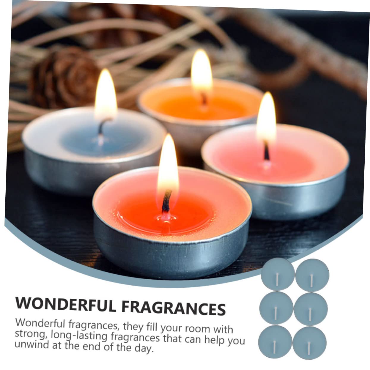 Velas de Té Aromáticas Redondas sin Humo, Paquete de 40