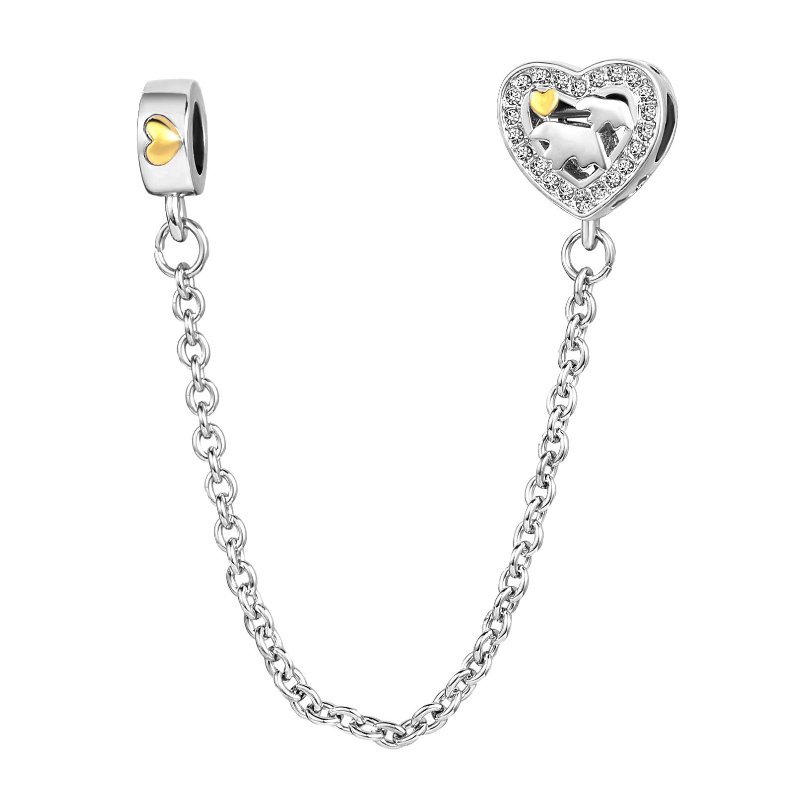 TGLSWomen Girls Celtic Knot Mama Bear Heart Dog Paw Safety Chain Charm Beads for Mom Daughter Sister Grandma Birthday Gifts fits Charms Bracelets, metal, copper,