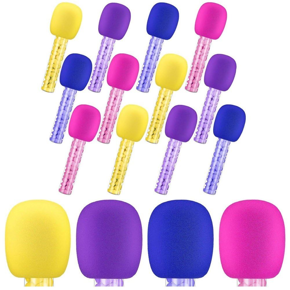 Tubes de bonbons colorés pour microphone de fête karaoké et anniversaire enfant, lot de 12