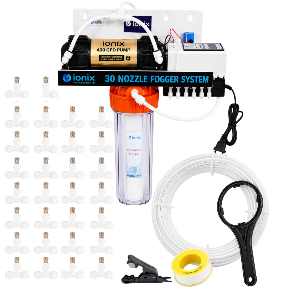 IONIX 30 Nozzle Fogger Kit | High Pressure Misting System with 400 GPD Pump, SMPS 36V, Automatic Timer – Outdoor Cooling System for Dairy Farm, Greenhouse, Patio, Restaurant & Dust Control-image-14