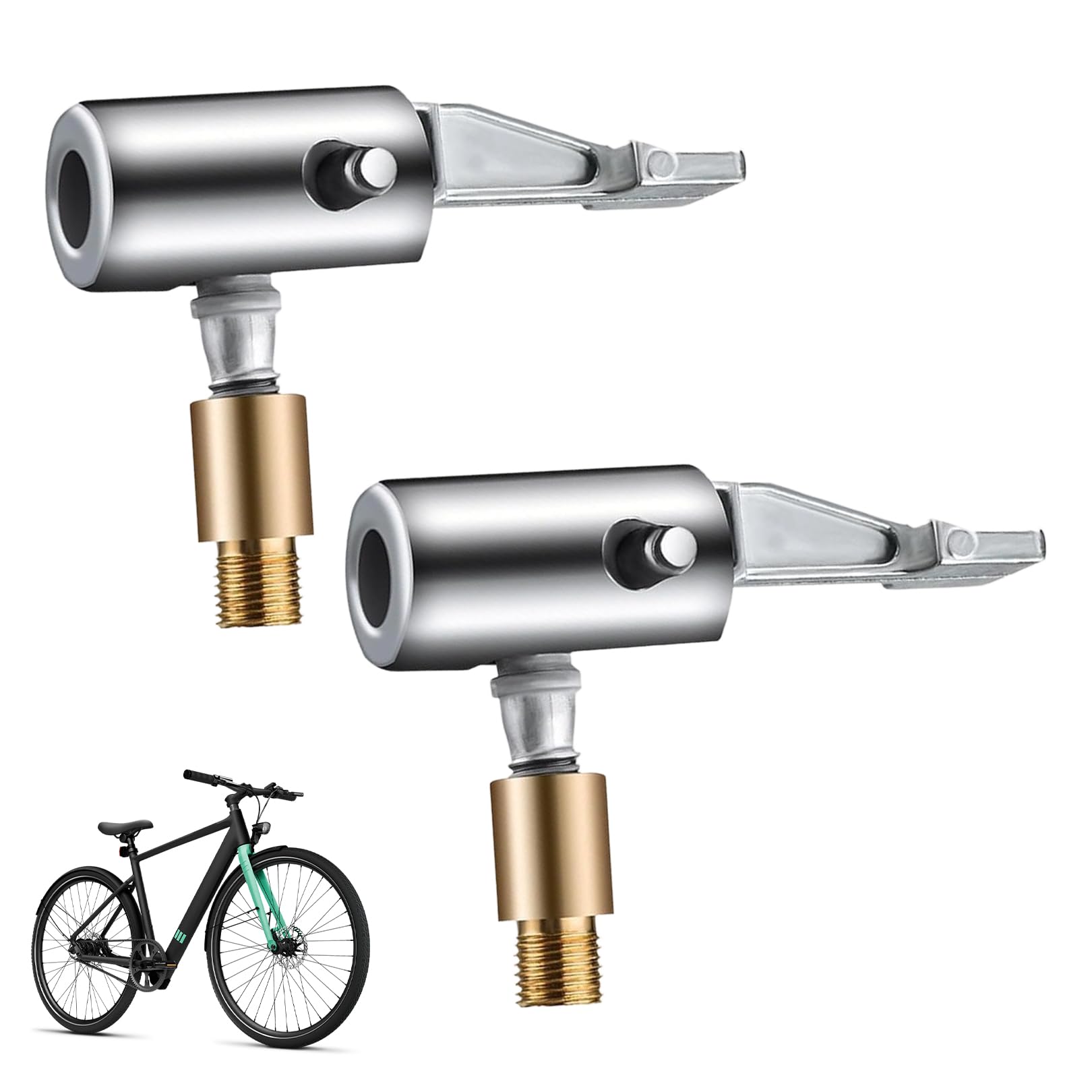 QiaoLiangYao 2 Pack Tyre Inflator Adaptor, Quick Release Locking Air Chuck, No Leakage Tyre Valve Connector, Metal Air Pump Clip with Standard Thread for Car, Motorcycle, Bicycle & Portable Inflator